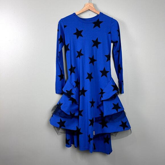 nununu Other - Nununu Star Layered Dress Tulle Ruffle Blue Girl's 12-14 Large Midi Long Sleeve